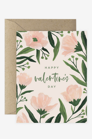 Pink Floral Valentine's Greeting Card