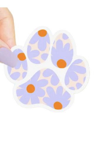 Purple Floral Paw Sticker
