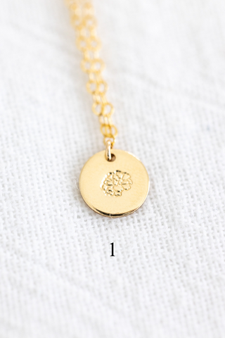 Sample Sale - Tiny Stamped Marigold Necklace