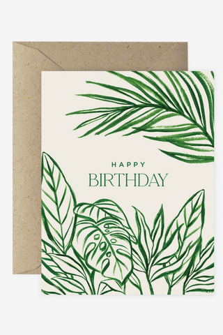 Brush Tropical Happy Birthday Greeting Card