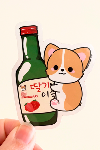 Strawberry Soju Corgi Sticker