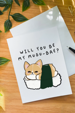 Will You Be My Musu-Bae? Corgi Greeting Card