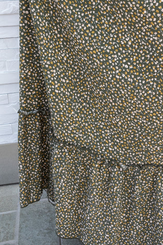Olive Floral Front-Tie Skirt