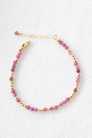 Pink Tourmaline Beaded Bracelet