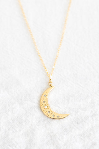 Sample Sale - CZ Opal Crescent Necklace