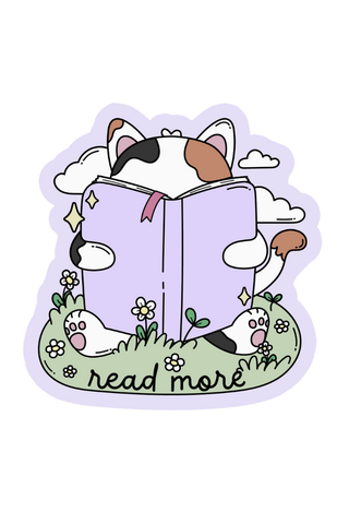 Cat Read More Sticker