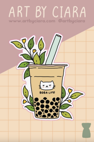 Cat Boba Life Sticker