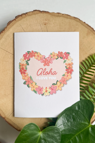 Hibiscus Heart Aloha Love You Card