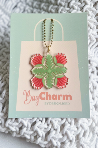 Red Lehua Quilt Acrylic Charm