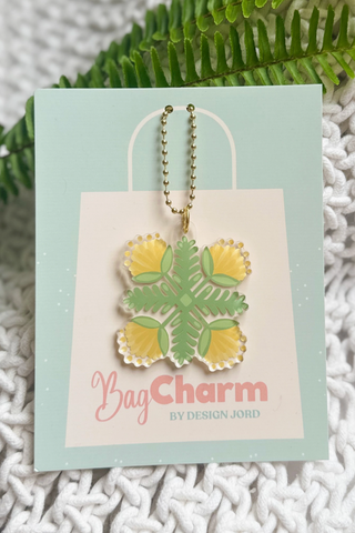 Yellow Lehua Quilt Acrylic Charm