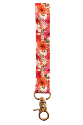 Rosewood Blooms Wristlet Keychain