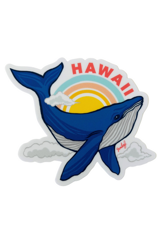 Hawaii Rainbow Whale Sticker