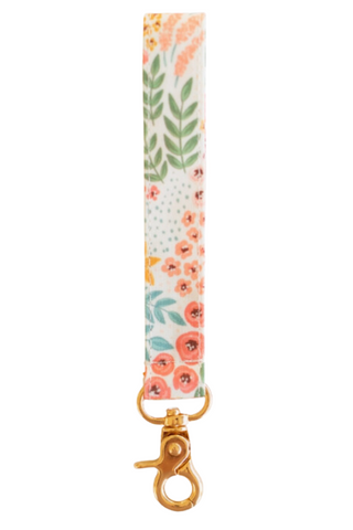 White Floral Wristlet Keychain