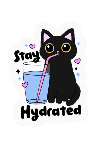 Stay Hydrated Black Cat Sticker