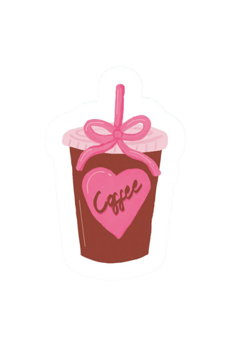 Pink Bow Iced Coffee Sticker