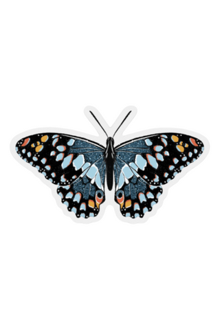 Clear Blue Speckled Butterfly Sticker