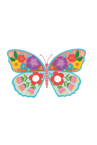 Pink/Teal Floral Butterfly Sticker
