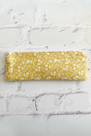 Yellow/White Floral Pencil Pouch