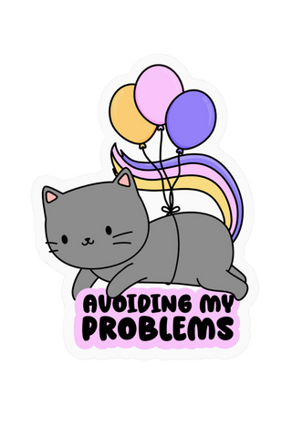 Cat Avoiding My Problems Sticker