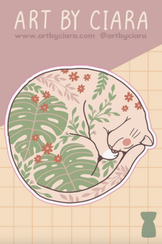 Sleepy Cat Tropical Sticker