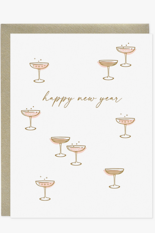 Happy New Year Cocktails Greeting Card