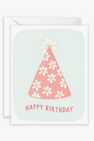 Daisy Party Hat Birthday Card