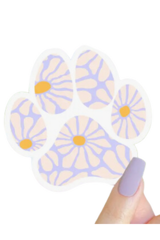 Peach Floral Paw Sticker
