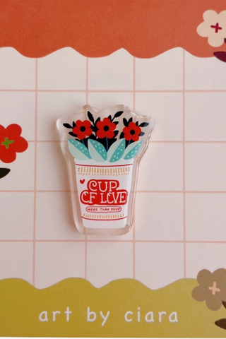 Cup of Love (Noodles) Acrylic Pin