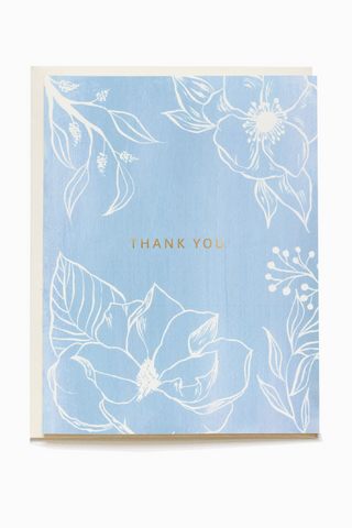 Blue Floral Garden Thank You Card