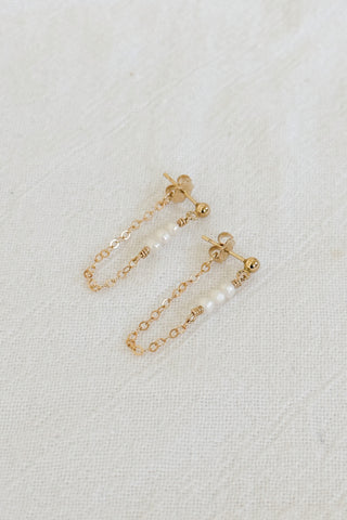 Pearl Chain Loop Earrings