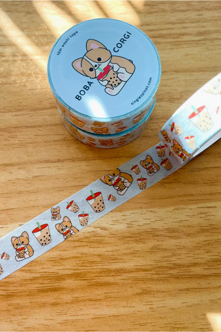 Boba Corgi Washi Tape