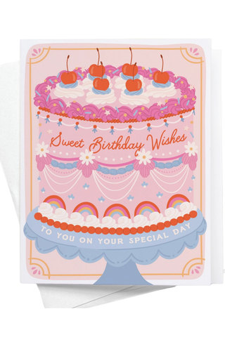 Sweet Birthday Wishes Retro Cake Card
