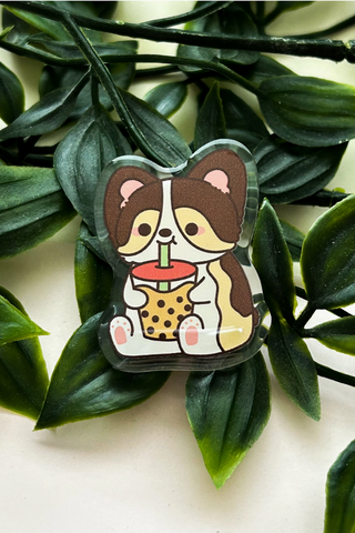 Tri Corgi Boba Acrylic Pin