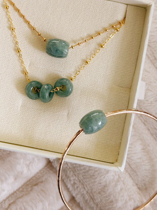 Jade Hammered Bangle