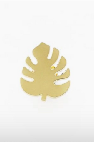 Gold Plated Monstera Leaf Lapel Pin