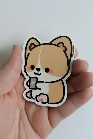 Cellphone Corgi Sticker