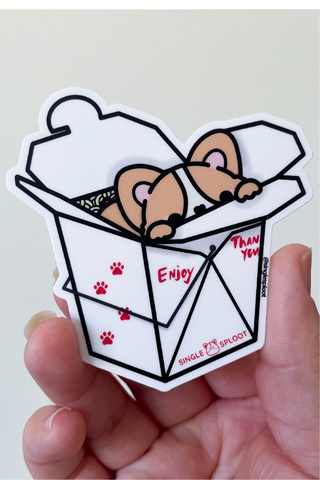 Chinese Takeout Box Corgi Sticker