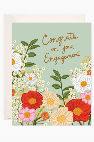 Floral Engagement Greeting Card