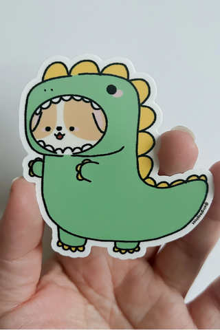 Dinosaur Corgi Sticker