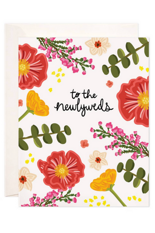 Floral Newlyweds Greeting Card