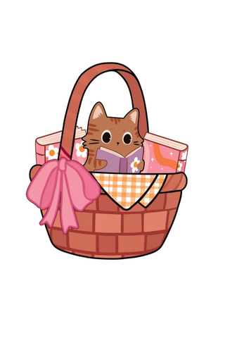 Cat Book Basket Sticker