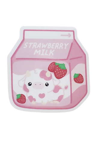 Strawberry Milk Cow Sticker