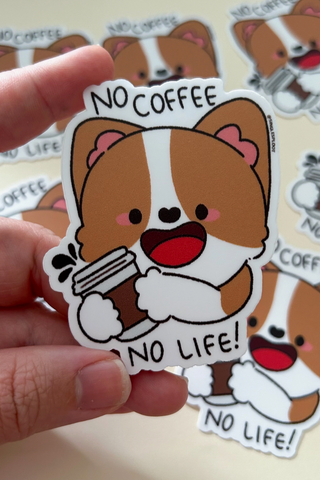 No Coffee, No Life Corgi Sticker