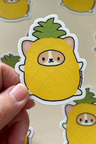 Pineapple Dressed Corgi Sticker