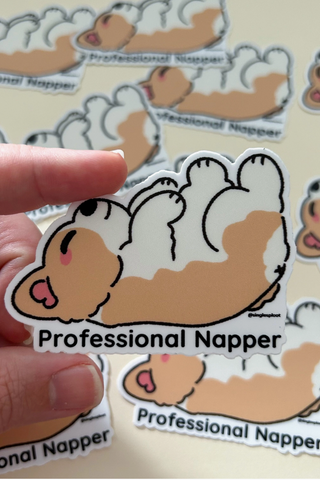 Professional Napper Corgi Sticker