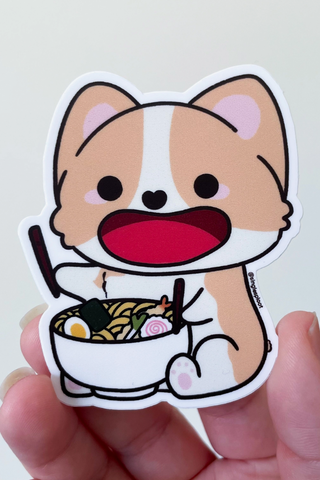 Ramen Eating Corgi Sticker