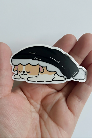 Sleepy Beanie Corgi Sticker