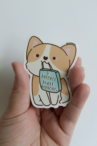 Small Business Support Corgi Sticker