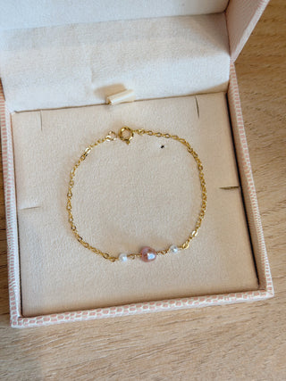 Pink Pearl & Mini Round Pearl Bracelet