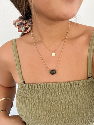 Deep Green Jade Barrel Necklace